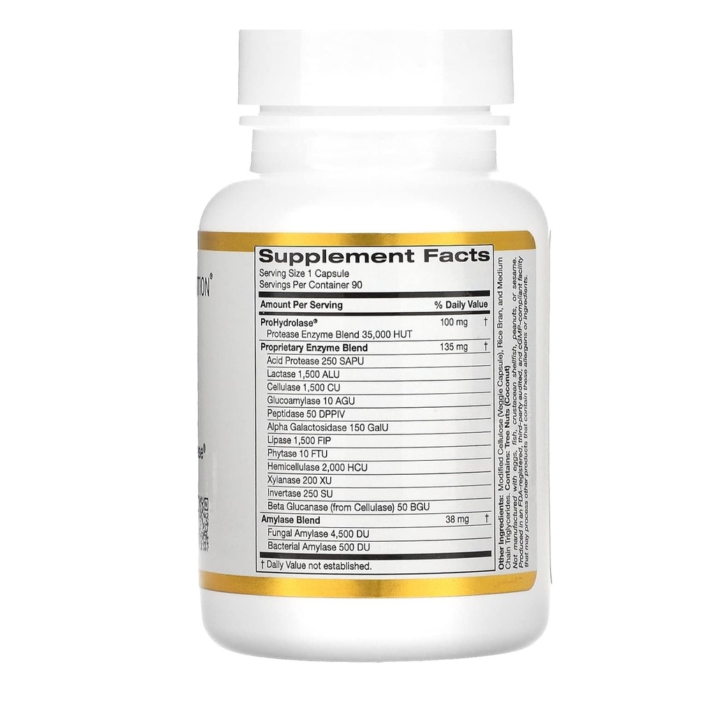 California Gold Nutrition - Digestive Enzymes, Broad Spectrum - 90 Veggie Capsules