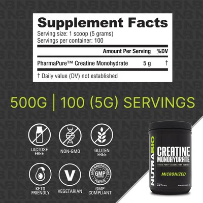 NutraBio - Creatine Monohydrate