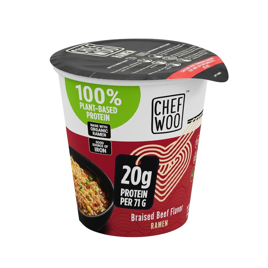 Chef Woo - 100% Plant Based Protein Noodles - 70g (Braised Beef Ramen)
