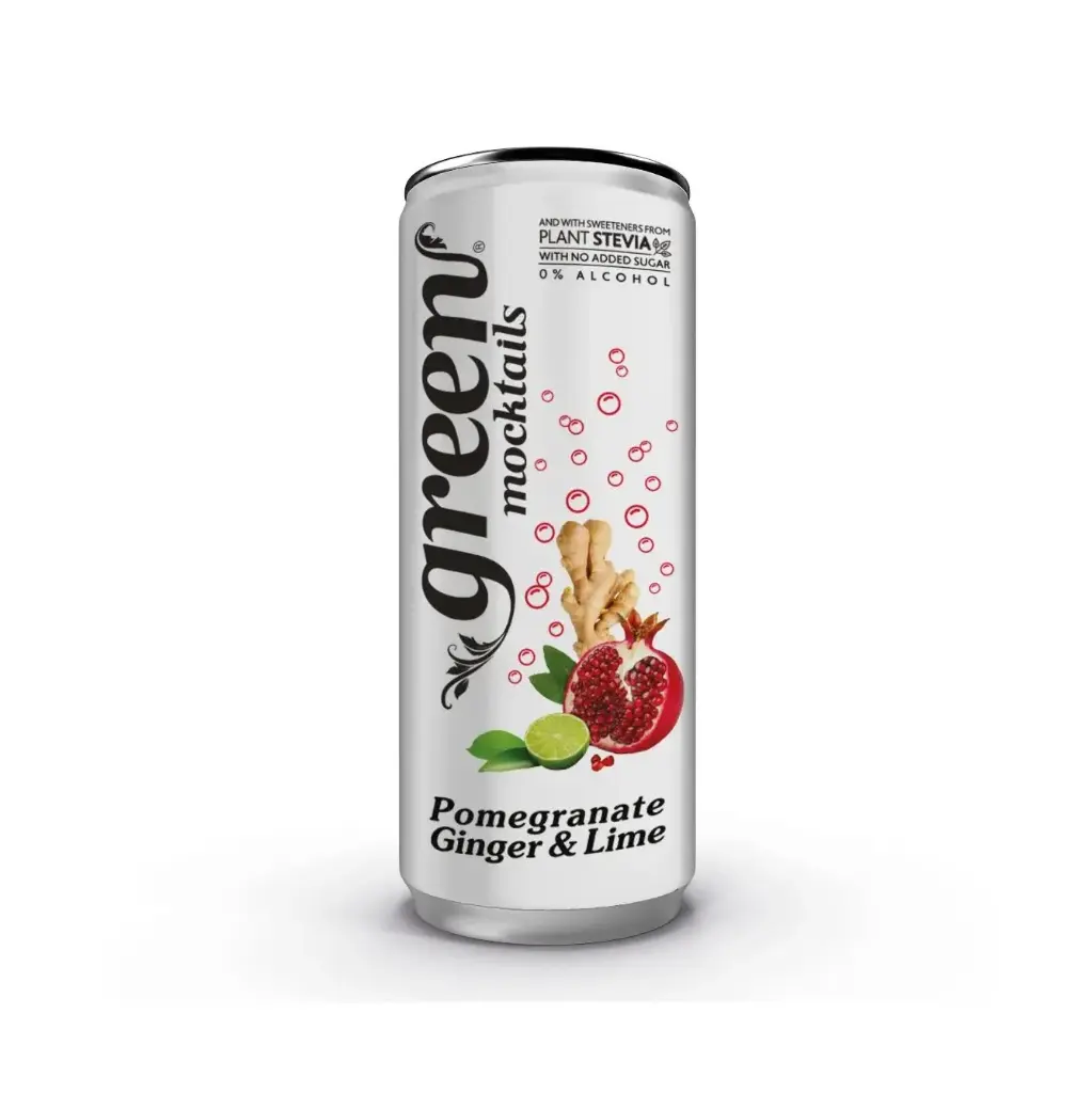 Green Cola - Green Mocktails Carbonated Drink - 330ml (1 PC, Pomegranate Ginger & Lime Mocktails)