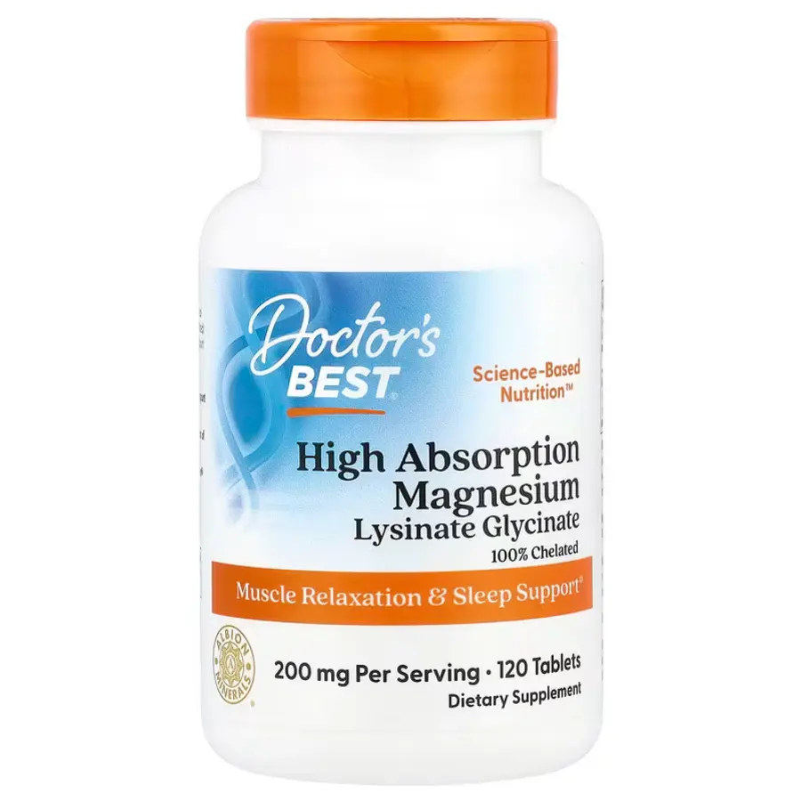 Doctor's Best - High Absorption Magnesium Glycinate Lysinate - 120 Tablets