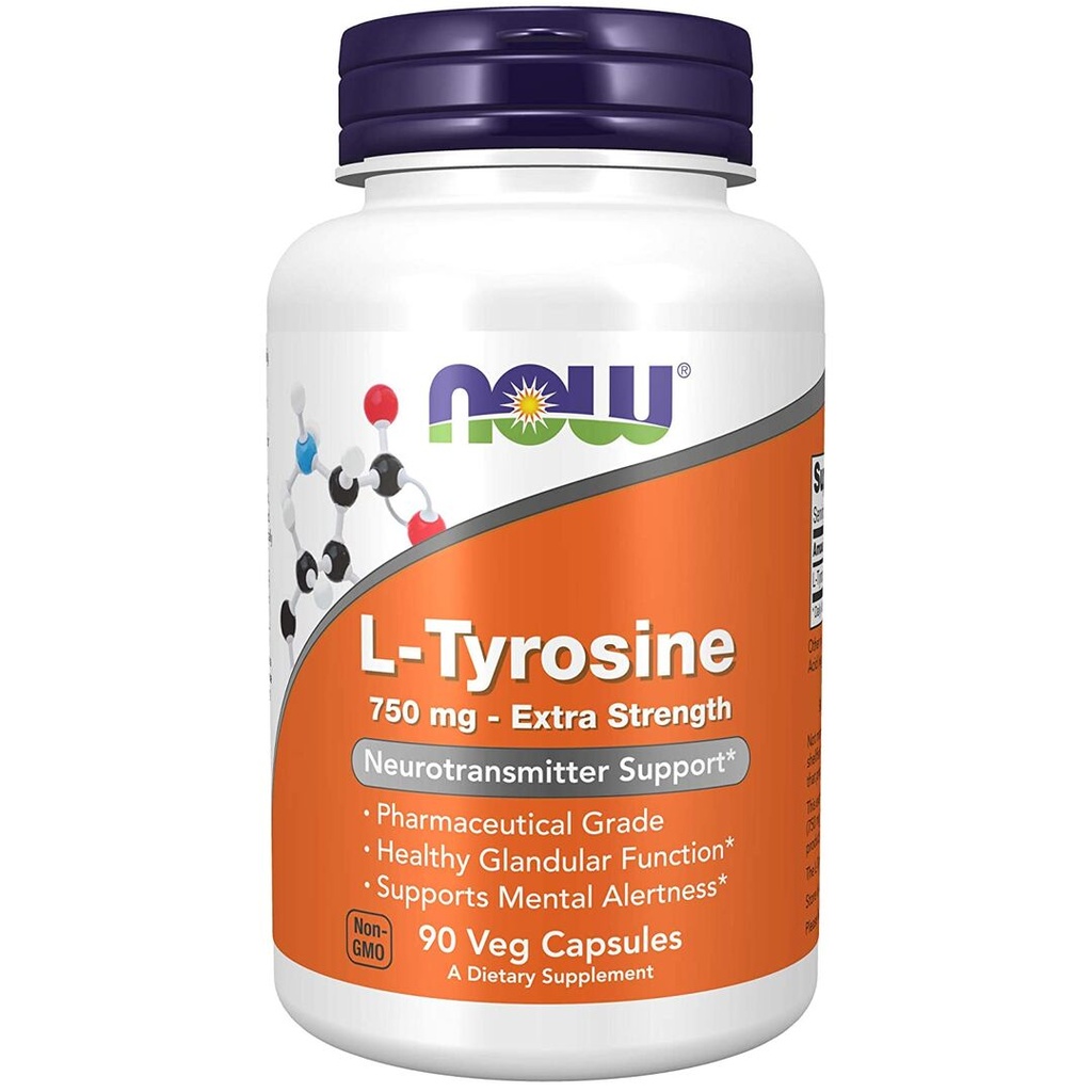 NOW - L-Tyrosine 750 mg - 90 Veg Capsules